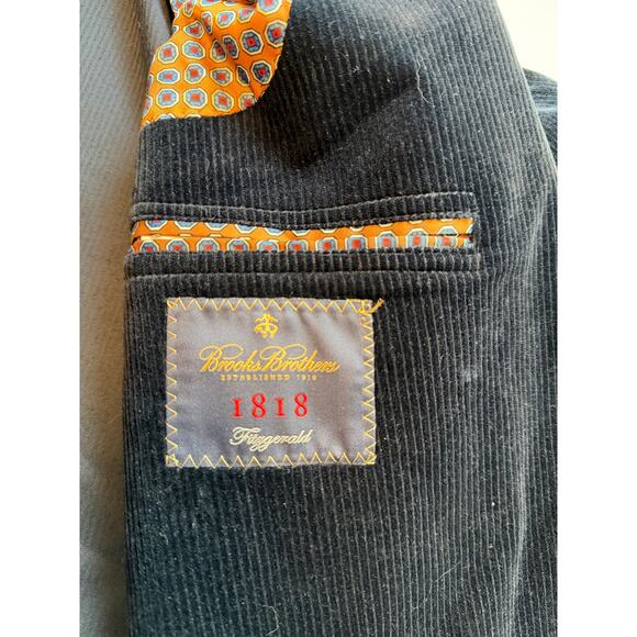 Brooks Brothers Blazer Mens 46R Blue 1818 Fitzgerald Corduroy Sport Coat Jacket - Picture 4 of 14